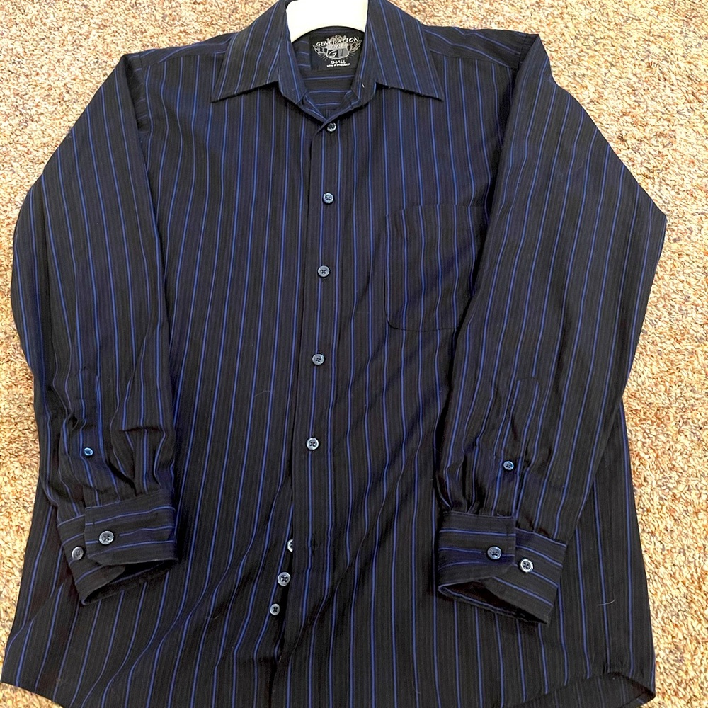 Generation One Dress Shirt black blue stripes